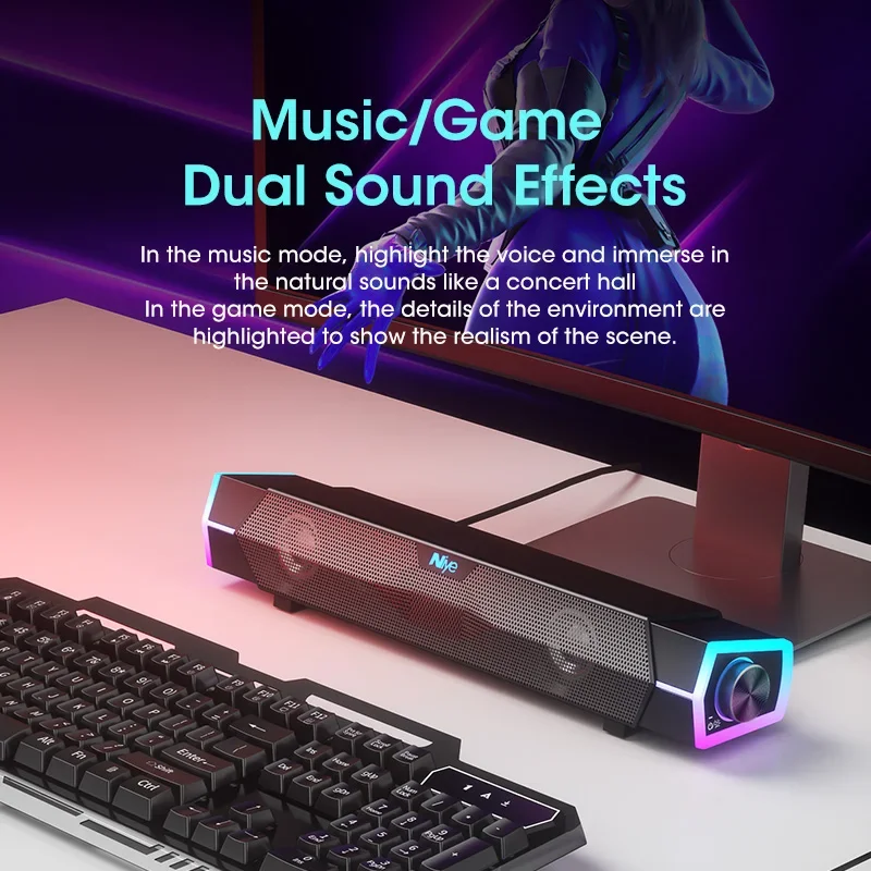 4D Stereo Sound Bar PC Speaker - Rgb Computer Soundbar For Pc review and price