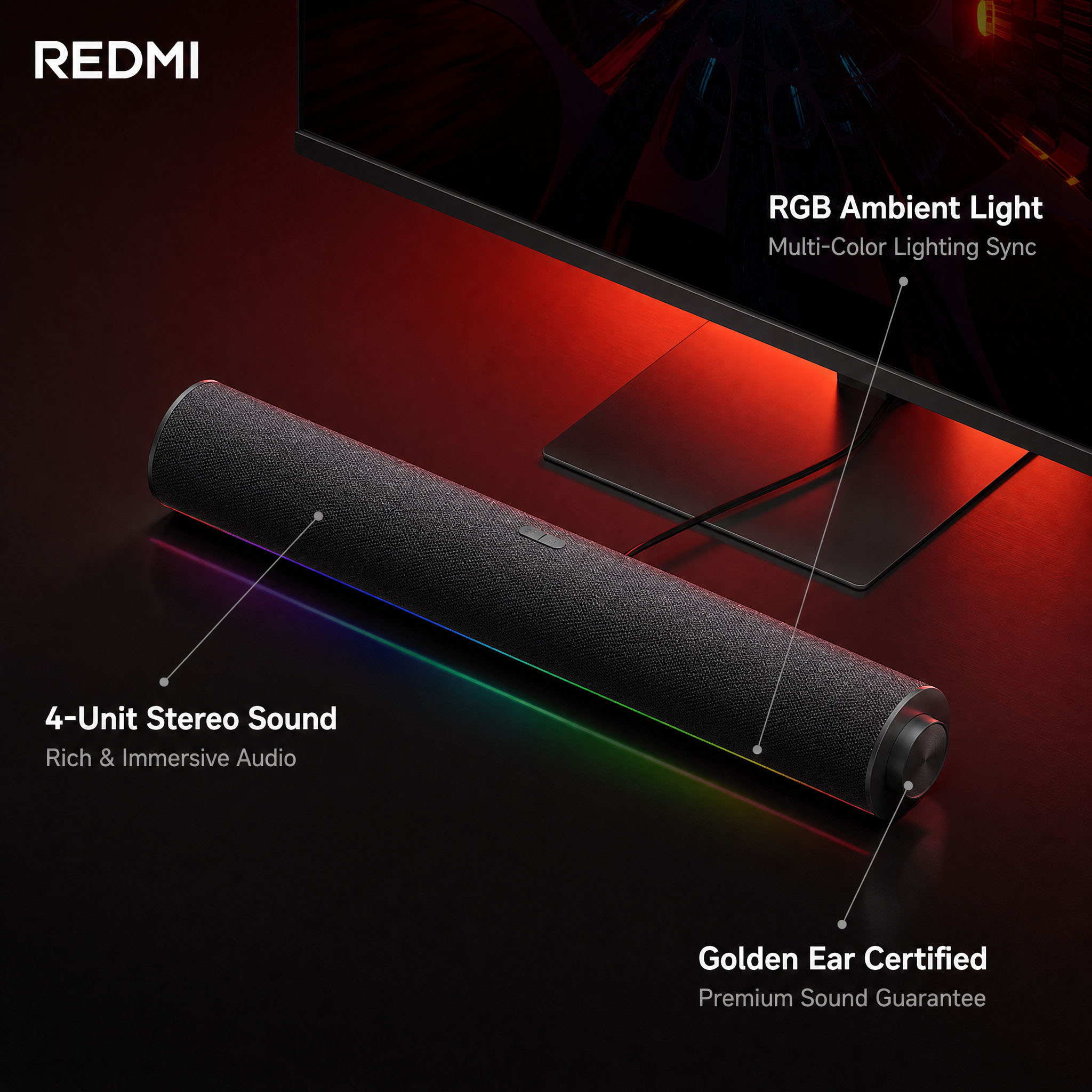 Original Xiaomi Redmi PC Speak - Rgb Computer Soundbar For Pc review and price