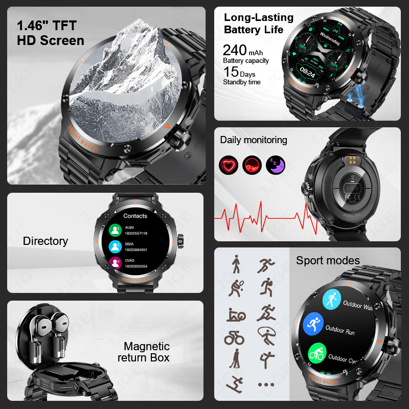 LIGE New 2 In 1 Smart Watch wi - Tws Earbuds Bluetooth 5.3 review and price
