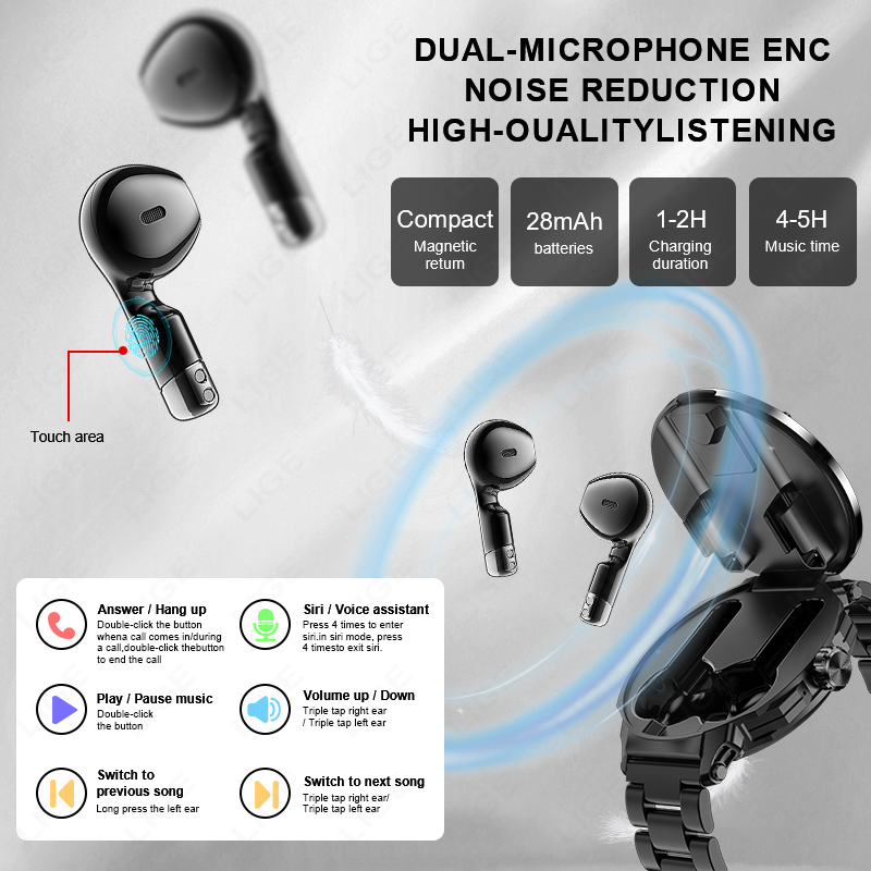 LIGE New 2 In 1 Smart Watch wi - Tws Earbuds Bluetooth 5.3 review and price