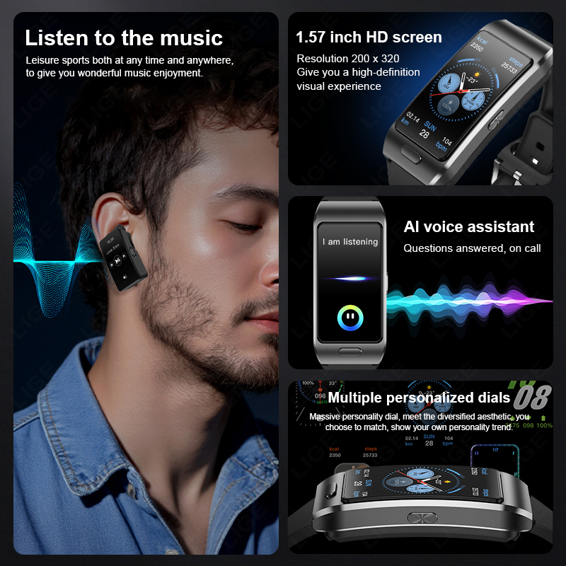LIGE New Smart Watch Earbuds T - Tws Earbuds Bluetooth 5.3 review and price