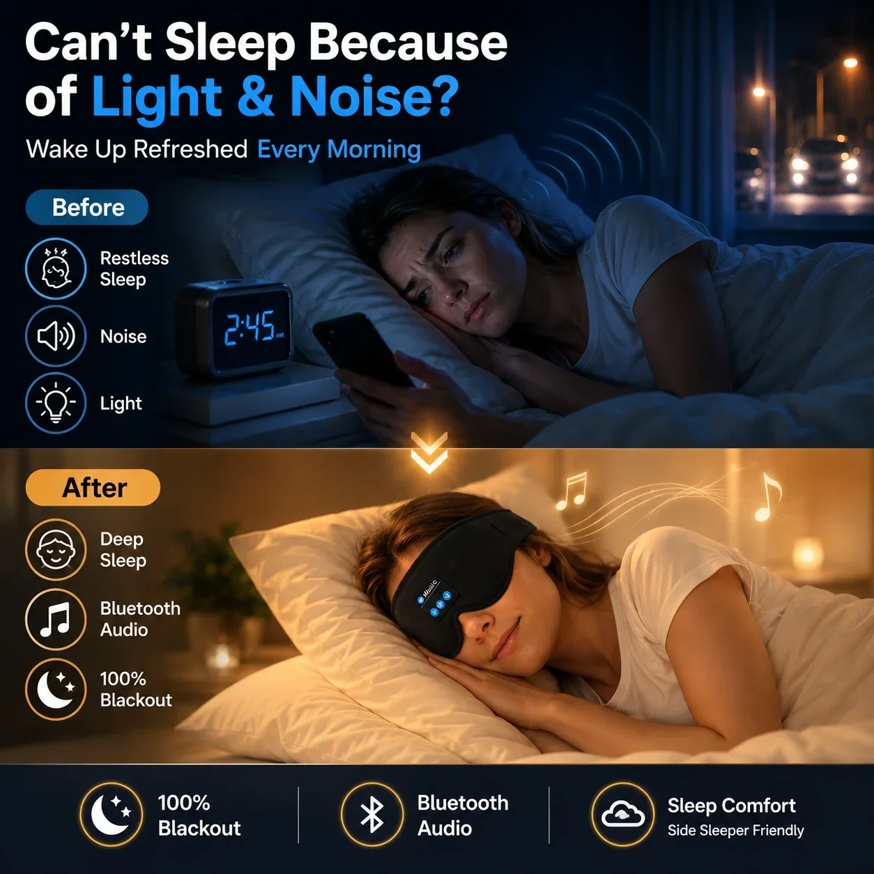 Wireless Sleep Headphones Eye  - Sleep Mask Headphones Bluetooth review and price