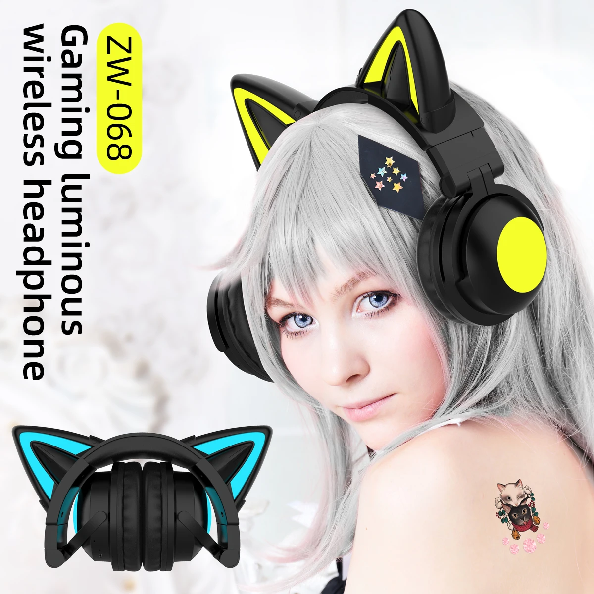 ZW068 Bluetooth Headphones LED - Cat Ear Bluetooth Headset Led review and price