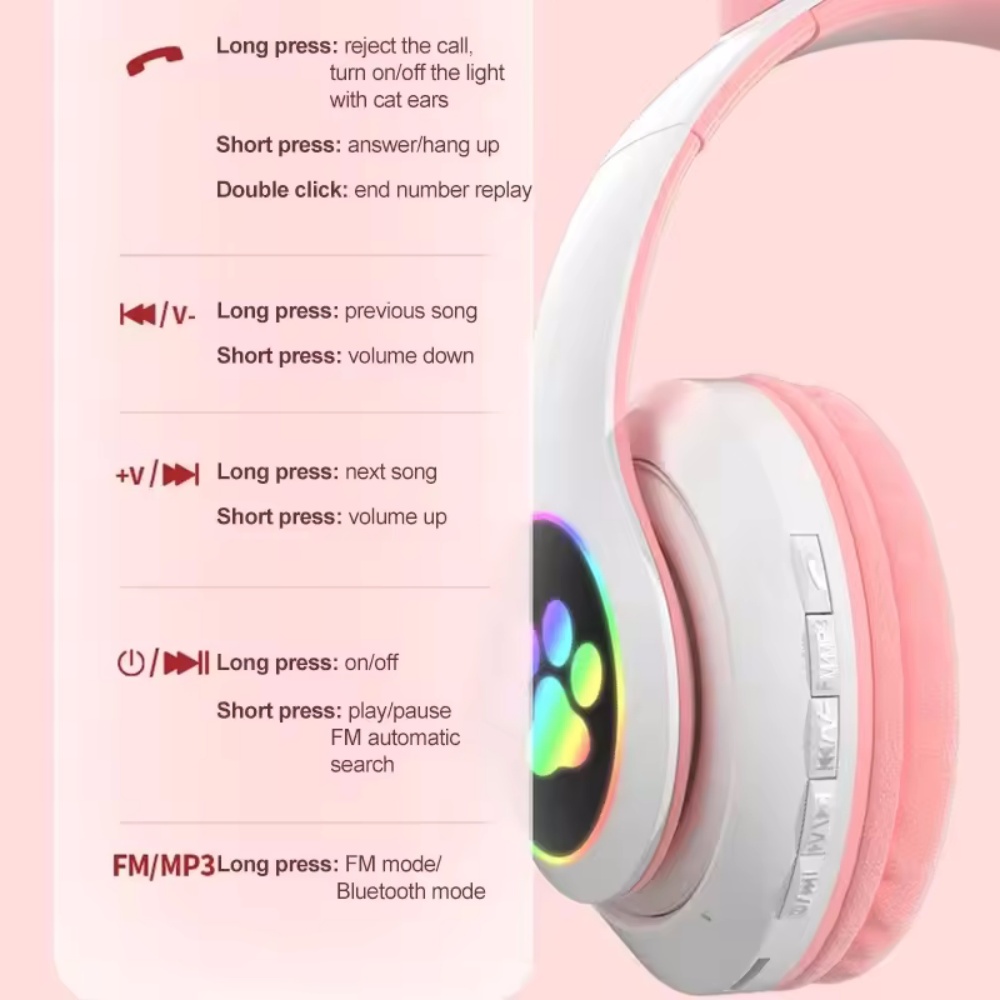 Cute Cat Ear Wireless Headset  - Cat Ear Bluetooth Headset Led review and price