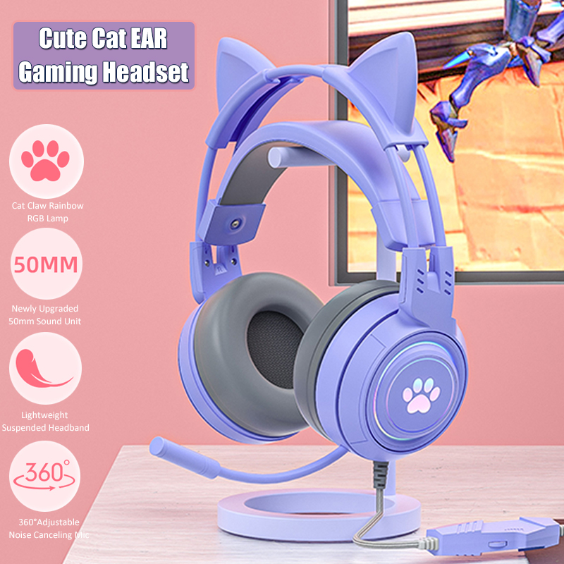 Cute Cat Ear Gaming Headphones - Gaming Headset With Mic Rgb review and price