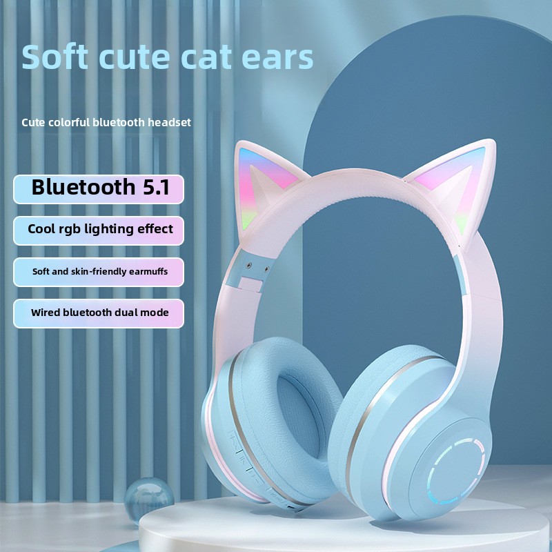 New Best Selling Head-Mounted  - Cat Ear Bluetooth Headset Led review and price