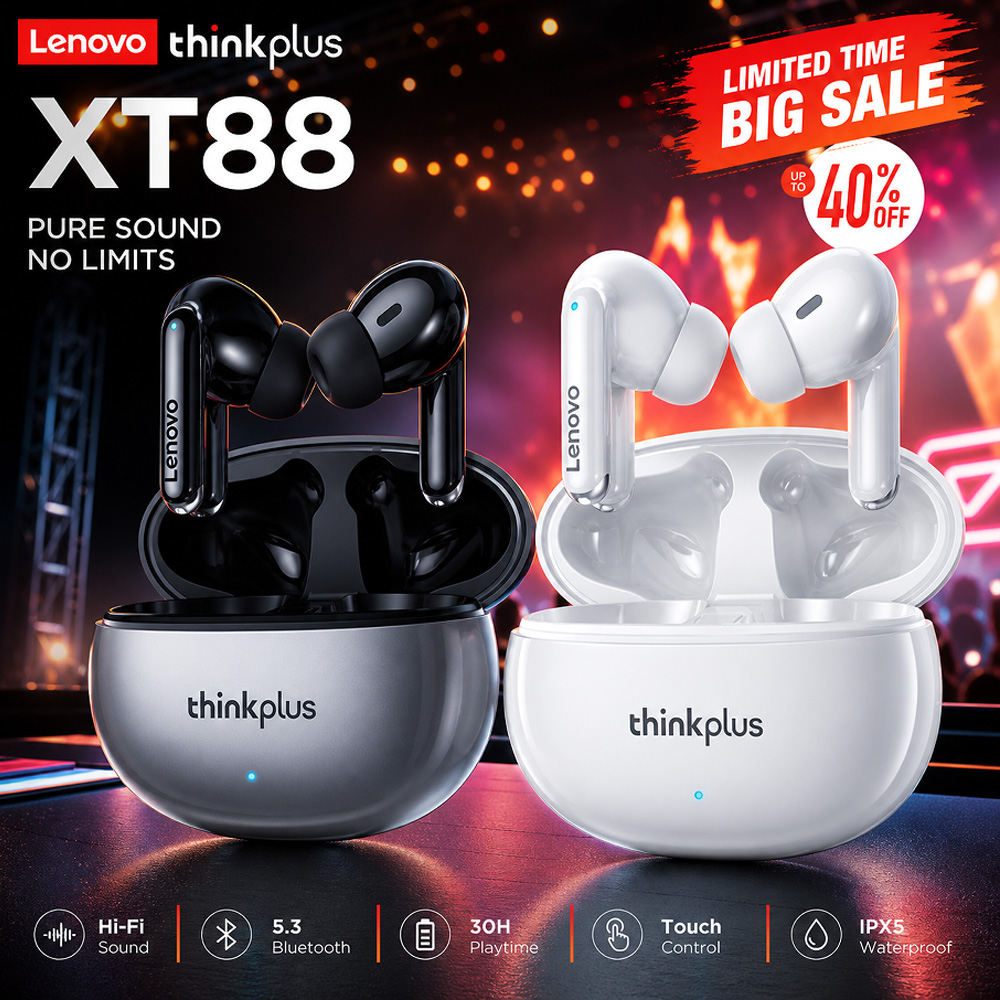 Lenovo XT88 TWS Wireless Earph - Tws Earbuds Bluetooth 5.3 review and price